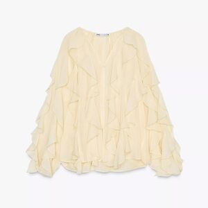 Zara Cream Ruffled Blouse